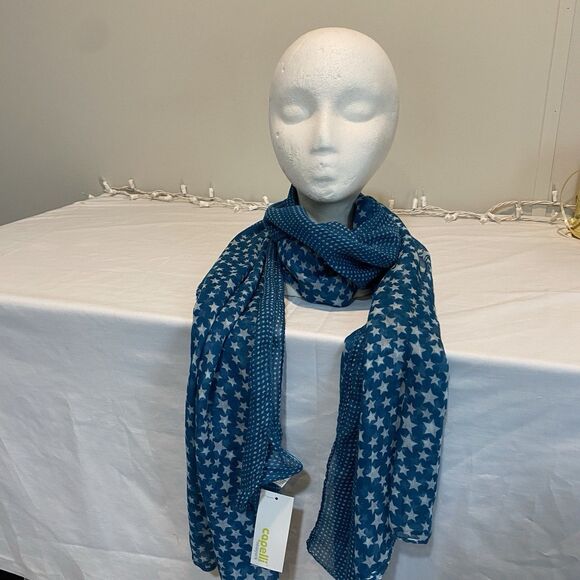 Capelli new york scarf teal/white stars 43X71 spacecore new unisex - Picture 1 of 4